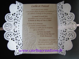 Faire-part mariage dentelle chic - cartescreation.fr
