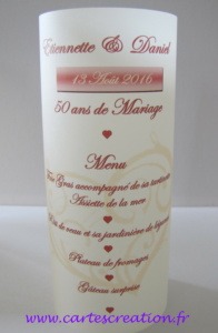 Menu photophore anniversaire 50 ans mariage - cartescreation.fr