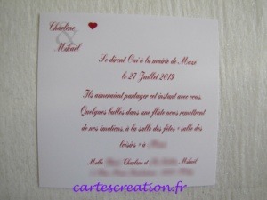 Faire-part de mariage rouge et blanc passion - cartescreation.fr