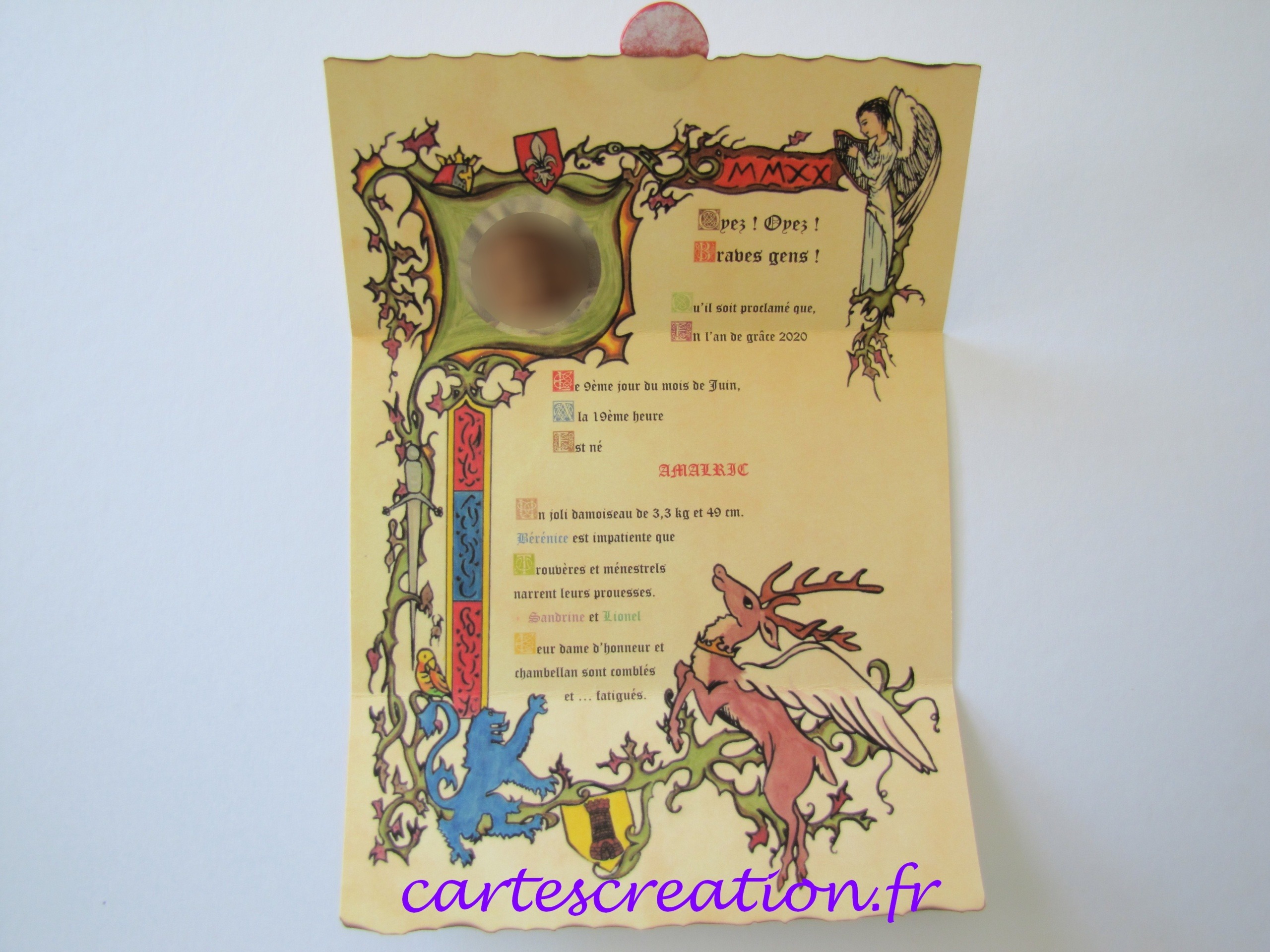 Faire-part naissance médiéval - cartescreation.fr Faire-part naissance médiéval - cartescreation.fr