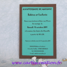 Anniversaire 10 ans mariage invitation, vert et marron - cartescreation.fr
