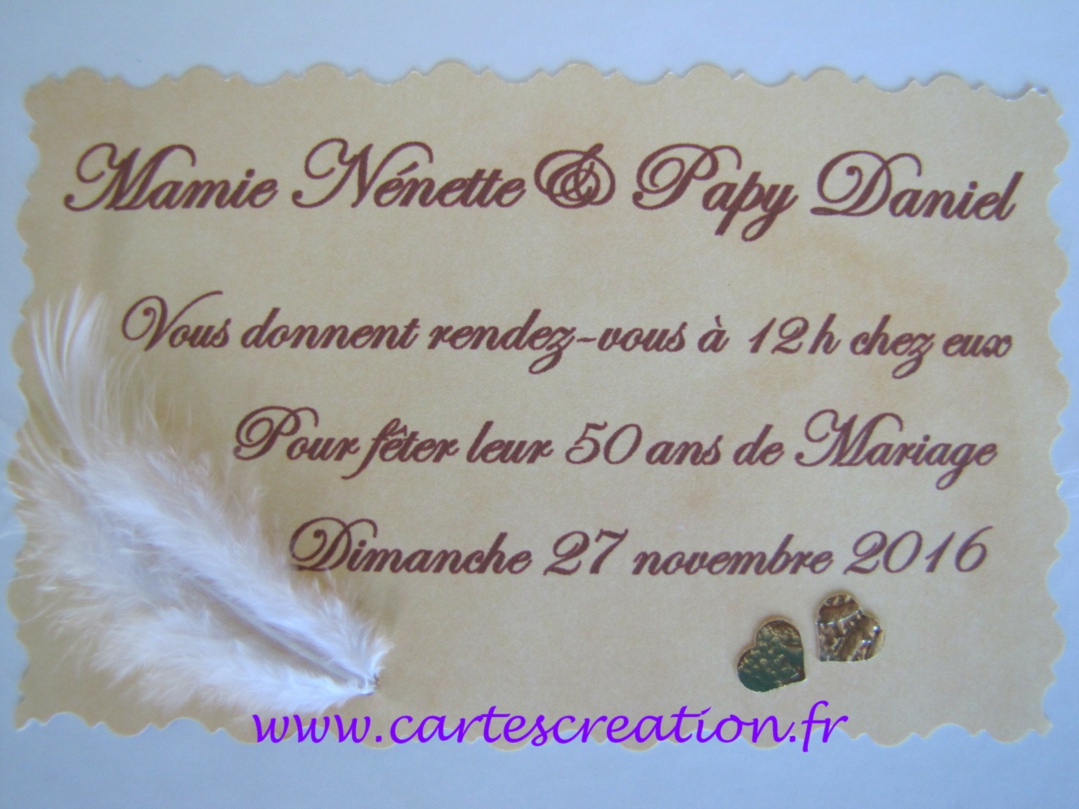 Carte d'anniversaire 50 ans de mariage Faire-part personnalisés