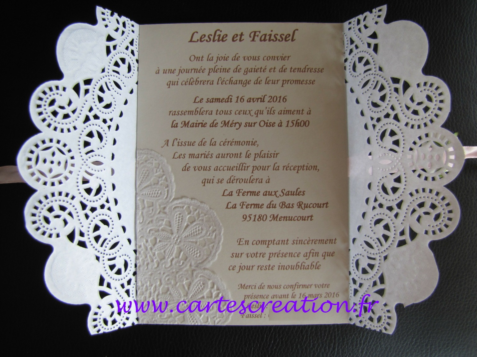 Faire-part mariage Dentelle Chic - Faire-part et cartes personnalisés