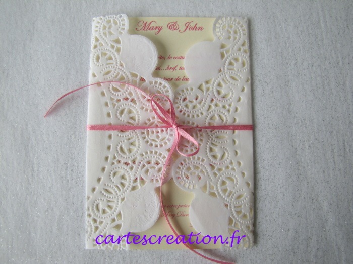Faire-part mariage dentelle