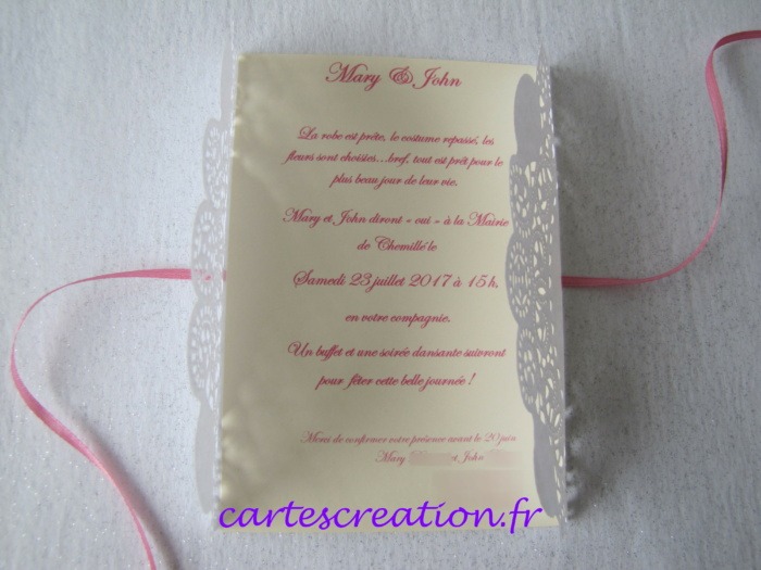 Faire-part mariage dentelle