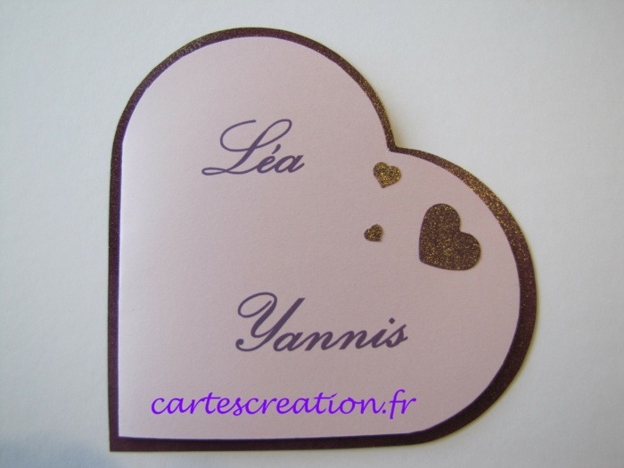 Faire-part mariage coeur violet - cartescreation.fr
