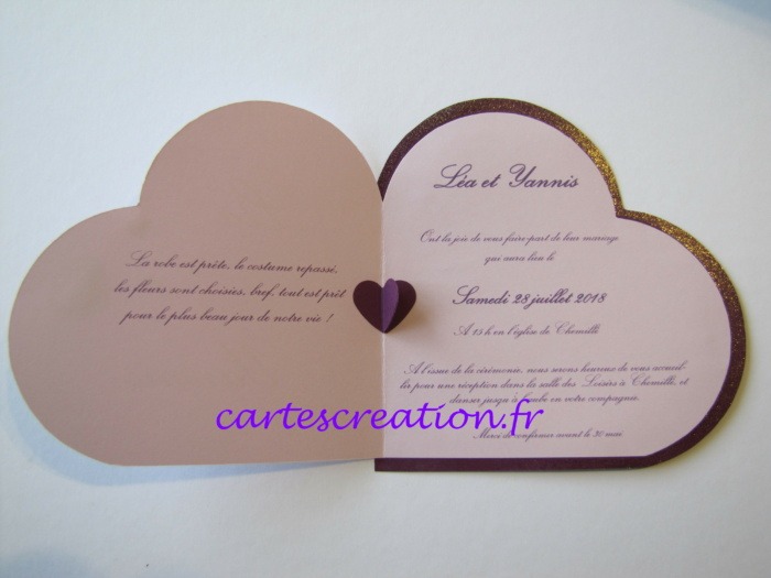 Faire-part coeur violet