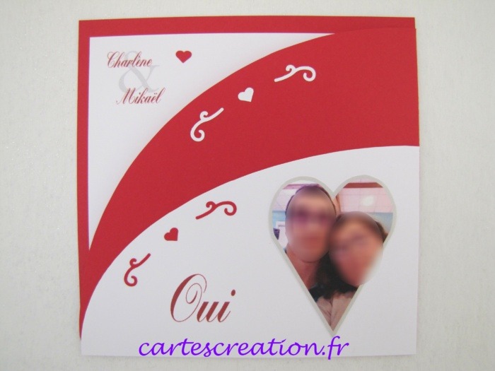 Faire-part mariage passion rouge et blanc - cartescreation.fr