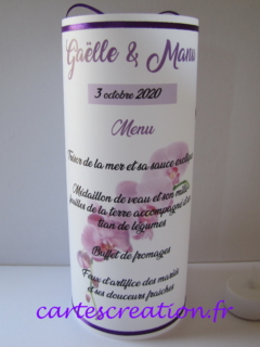 Menu photophore mariage orchidée - cartescreation.fr