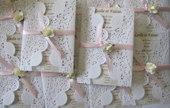 Faire-part mariage dentelle