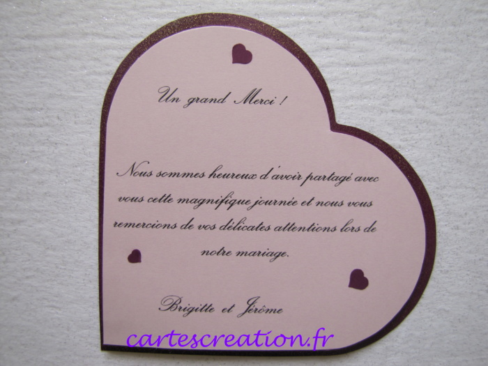 Faire-part mariage coeur violet - cartes de remerciements - cartescreation.fr Faire-part mariage coeur violet - cartes de remerciements - cartescreation.fr