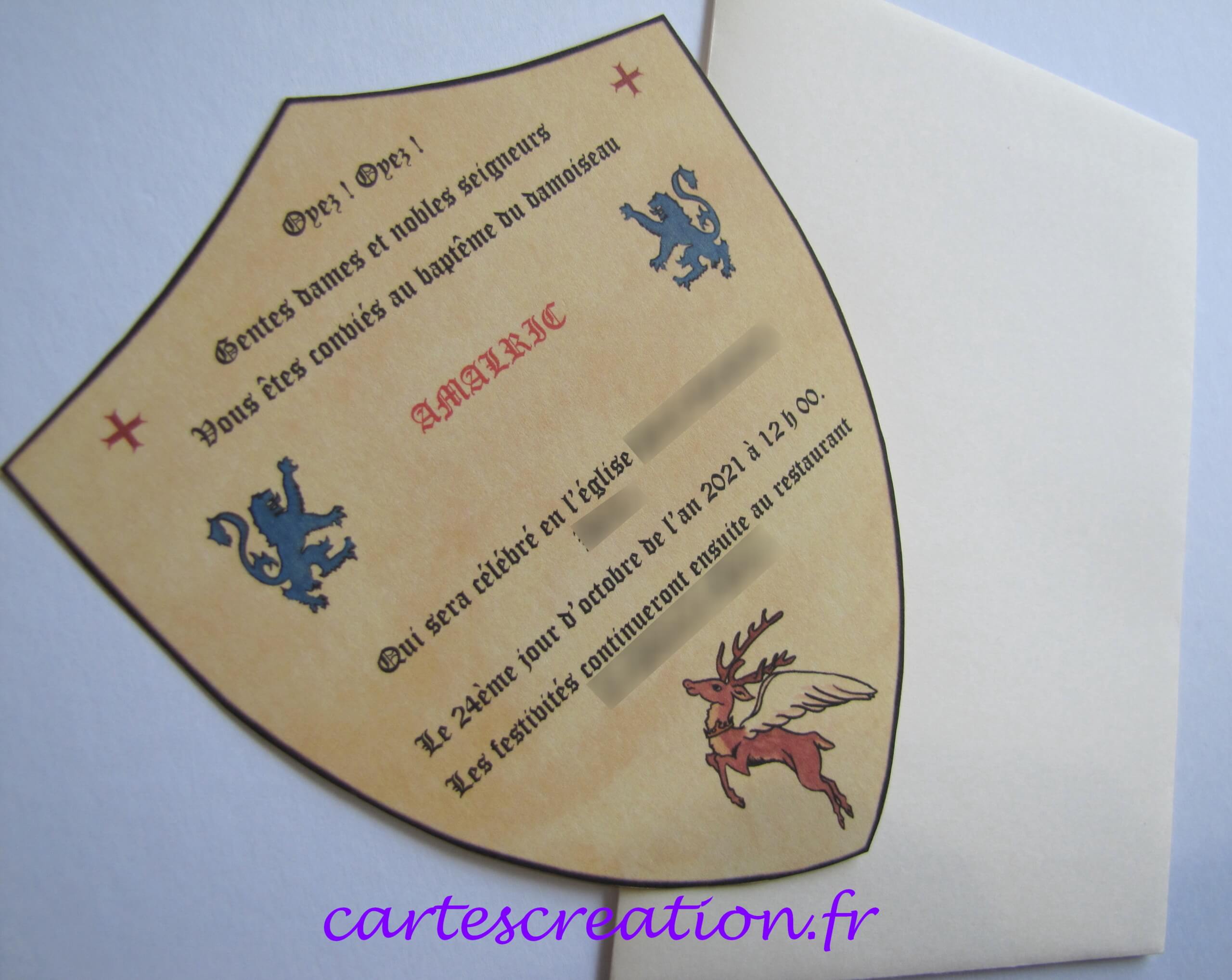 Faire-part baptême médiéval : Amalric