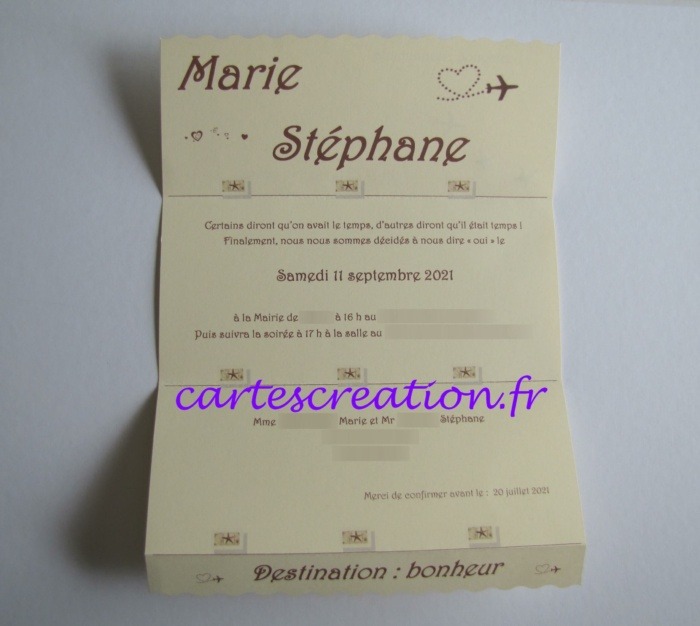 Faire-part mariage voyage Marie et Stéphane