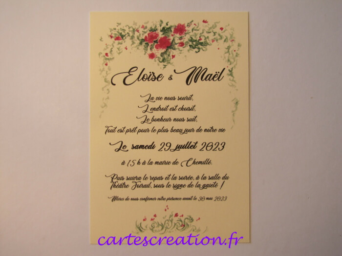 Faire-part mariage Champêtre style Bridgerton - cartescreation.fr