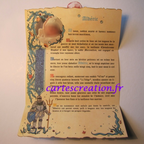 Naissance médiévale Aldéric - Thème mer