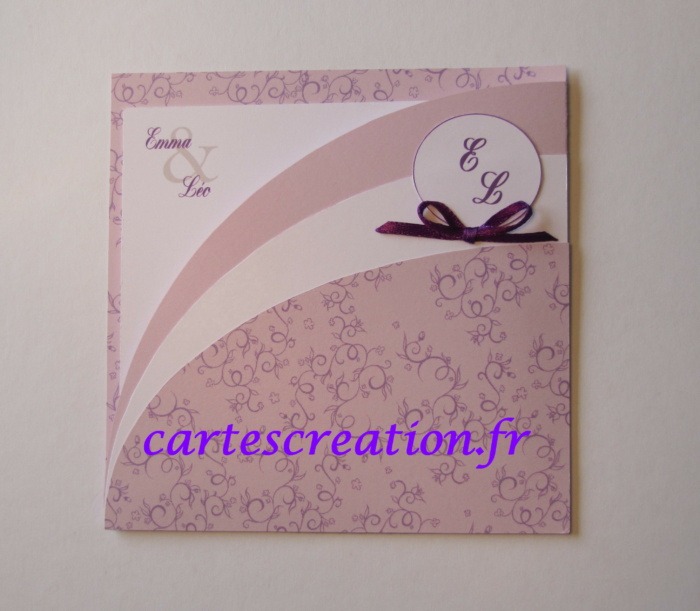 Faire-part mariage pochette lilas - Ruban 3