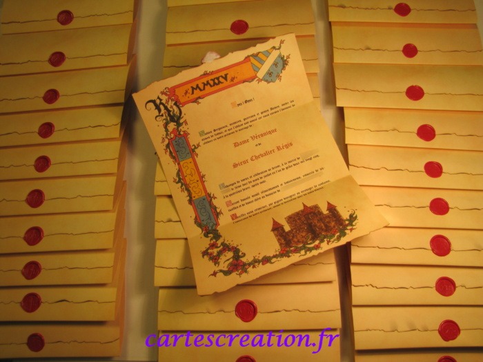 Faire-part mariage médiéval V et R