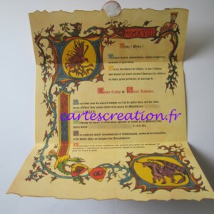 4,75 € C et L : phénix et dragon, faire-part médiéval