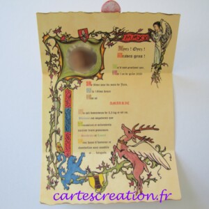 Faire-part naissance médiéval Naissance médiévale : ange, lion, cerf ailé