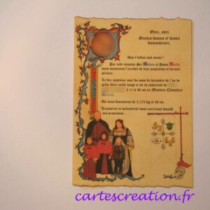 Faire-part naissance médiéval Naissance médiévale Maïeul