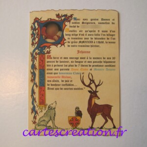Faire-part naissance médiéval Naissance médiévale Jehanne