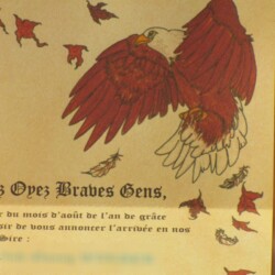Naissance Robin : aigle, blason sapins, cerf Faire-part naissance médiévale : aigle