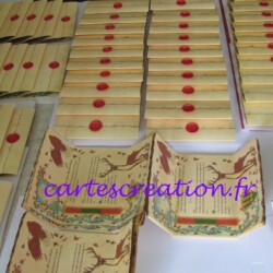 Naissance Robin : aigle, blason sapins, cerf Faire-part naissance médiévale : sceau de cire