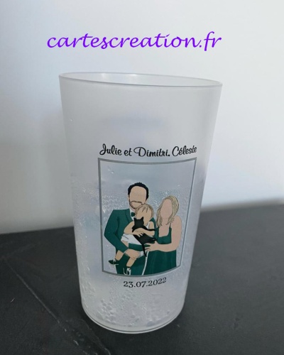 Eco-cup dessin personnalisé mariage minimaliste - cartescreation.fr