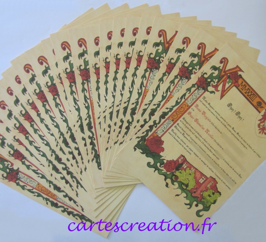 Faire-part mariage médiéval I5 - V et N - cartescreation.fr