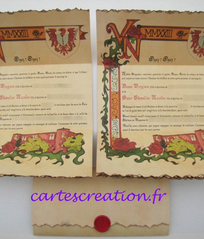 Faire-part médiéval B3 - Virginie et Nicolas - cartescreation.fr