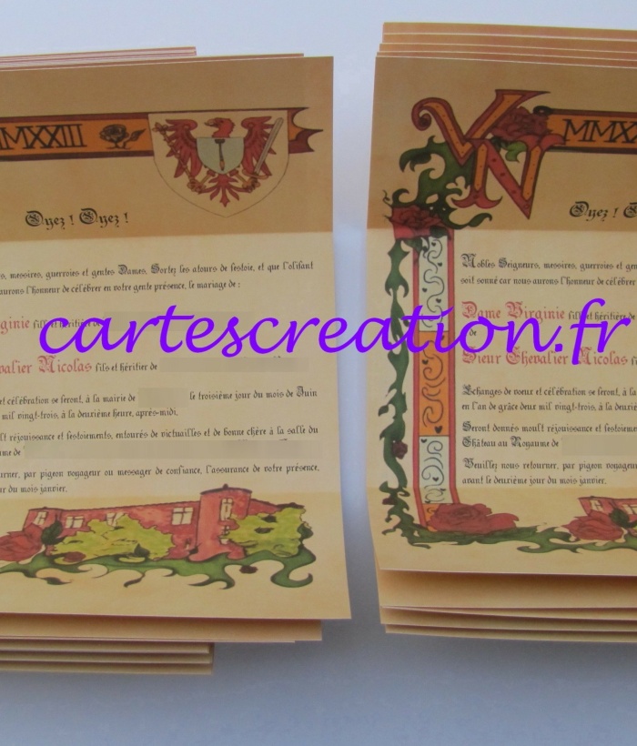 Faire-part médiéval - Pliages 1 - V et N - cartescreation.fr