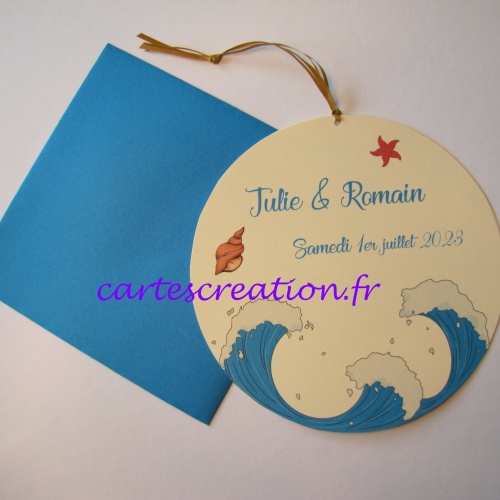 Faire-part mer sable 9 – Julie et Romain – cartescreation.fr Faire-part mariage mer sable