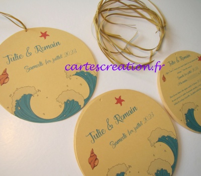 Faire-part mer océan – Assemblage 2 – Julie et Romain – cartescreation.fr Faire-part mariage mer