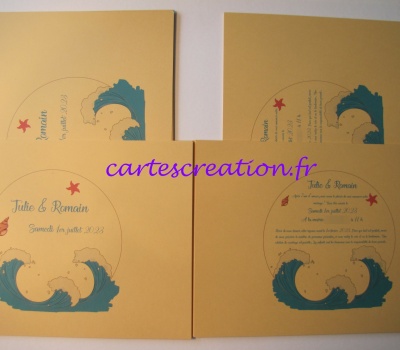 Faire-part mer océan – Impression 1 – Julie et Romain – cartescreation.fr Faire-part mariage mer
