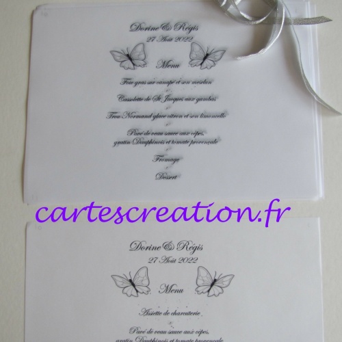 Menu photophore argenté 1 - Dorine et Régis - cartescreation.fr