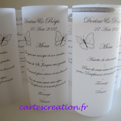 Menu photophore argenté 3 - Dorine et Régis - cartescreation.fr